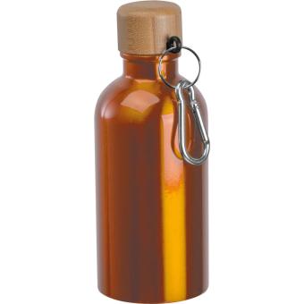 Stainless steel drinking bottle with carabiner, 400ml Orange