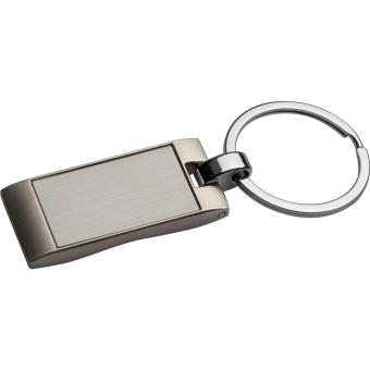 Metall Schlüsselanhänger, rechteckig mit gewellter Rückseite Grau