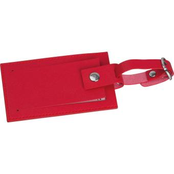 Faux leather luggage tag Red