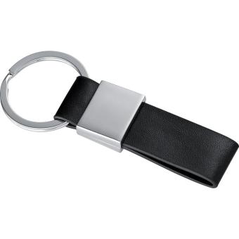 Keyring with a black PU strap Convoy grey