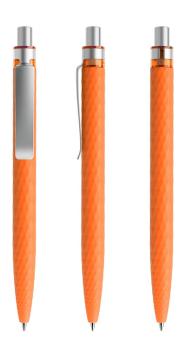 prodir QS01 Soft Touch PRS Push Kugelschreiber Orange-Silber satiniert