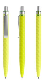 prodir QS01 Soft Touch PRS Push Kugelschreiber Gelbgrün-Silber satiniert