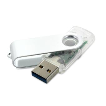 USB Stick Clip halb transparent 3.0 Transparent weiß | 8 GB USB3.0