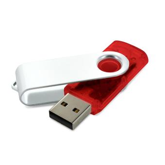 USB Stick Clip halb transparent Transparent rot | 128 MB