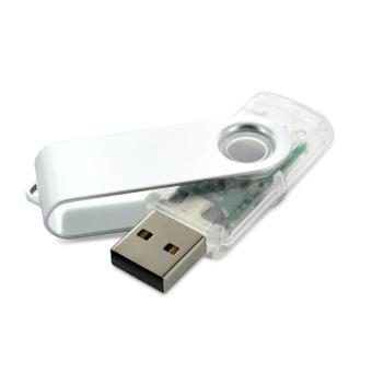 USB Stick Clip halb transparent Transparent white | 128 MB
