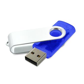 USB Stick Clip transparent Transparent blau | 128 MB