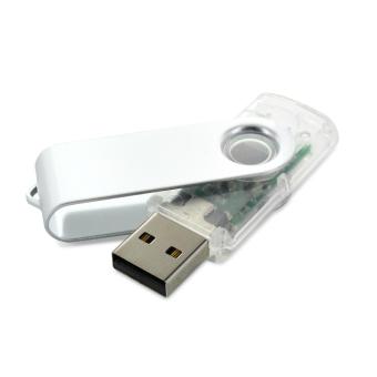 USB Stick Clip transparent Transparent weiß | 128 MB