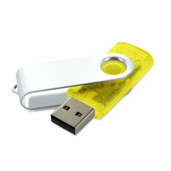 USB Stick Clip transparent Transparent gelb | 128 MB