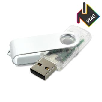 USB Stick Clip transparent Pantone (Wunschfarbe) | 128 MB