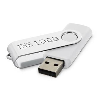 USB Stick Clip mit ausgestanztem Bügel Weiß | 128 MB