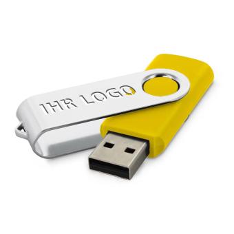 USB Stick Clip mit ausgestanztem Bügel Gelb | 128 MB