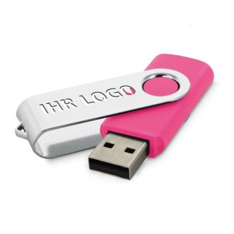 USB Stick Clip mit ausgestanztem Bügel Pink | 128 MB