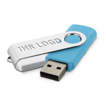 USB Stick Clip mit ausgestanztem Bügel Hellblau | 128 MB