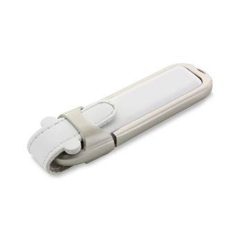 USB Stick Leder Paris Weiß | 128 MB