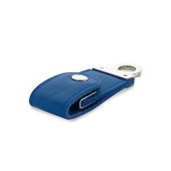 USB Stick Leather London Blau | 128 MB