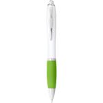 Nash ballpoint pen with white barrel and coloured grip 