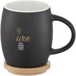 Hearth 400 ml ceramic mug with wooden coaster Black/white