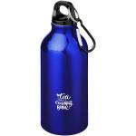 Oregon 400 ml RCS certified recycled aluminium water bottle with carabiner Aztec blue