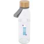 Porto 500 ml Glas-Flasche mit Silikongriff und Bambusdeckel Grau