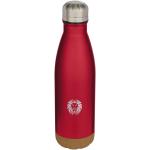 Cove 500 ml doppelwandige, vakuumisolierte Trinkflasche aus Edelstahl mit Korkdetails Rot