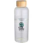 Mirage 650 ml einwandige Trinkflasche aus Borosilikatglas mit Bambusdeckel Transparent