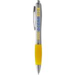 Nash ballpoint pen silver barrel and coloured grip, silver Silver, yellow