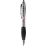 Nash ballpoint pen silver barrel and coloured grip (blue ink) Silver/black