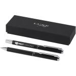 Lucetto recycled aluminium ballpoint and rollerball pen gift set (black ink) Black