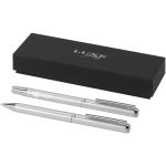 Lucetto recycled aluminium ballpoint and rollerball pen gift set Silver