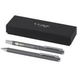 Lucetto Set mit Kugelschreiber und Tintenroller aus recyceltem Aluminium (schwarze Mine) Grau