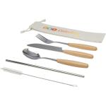Root 5-piece stainless steel and beech wood cutlery set Nature