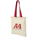 Nevada 100 g/m² cotton tote bag coloured handles 7L, nature Nature,red