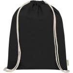 Orissa 140 g/m² organic cotton drawstring bag 5L Black