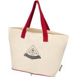 Sierra 140 g/m² Faltbare Tragetasche aus GRS recycelter Baumwolle 12L, natur Natur,rot