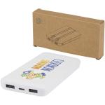 Adhil 10.000 mAh 10W recycled plastic power bank with 2 built-in cables White