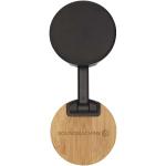 Alcor recycled plastic foldeable magnetic phone stand with bamboo details Black