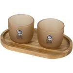 Male Set aus Holztablett und Glastassen, matt Hafer