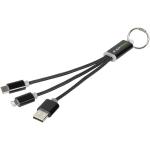 Metal 3-in-1 charging cable with keychain Black