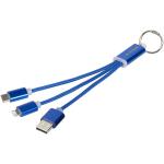 Metal 3-in-1 charging cable with keychain Dark blue