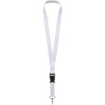 Bucks recycled PET lanyard with safety buckle, black/white Black/white | 10mm