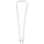 Leia Sublimation RPET-Lanyard mit 2 Metallhaken, weiß Weiß | 10mm