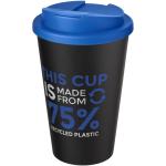 Americano® Eco 350 ml recycled tumbler with spill-proof lid, black Black, Mid Blue