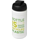 Baseline 500 ml recycelte Sportflasche mit Klappdeckel Weiß/schwarz