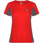 Shanghai 140 g/m² short sleeve women's sports t-shirt, red dark lead Red dark lead | S