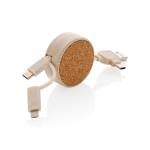 XD Collection Cork and Wheat 6-in-1 retractable cable Khaki