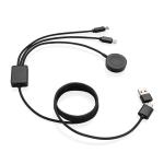 XD Xclusive Terra RCS rPET 6-in-1-Ladekabel mit Uhrenladegerät Grau