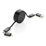 XD Xclusive Terra aufrollbares 6-in-1 45W-Kabel aus RCS recyc. Aluminium Grau
