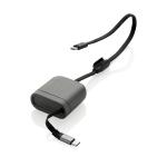 XD Xclusive Spira RCS – recyceltes, einziehbares 100W-Schnellladekabel Grau