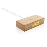 XD Collection Bamboo alarm clock with 5W wireless charger Brown
