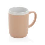 XD Collection Ceramic mug with white rim 300ml. White/brown